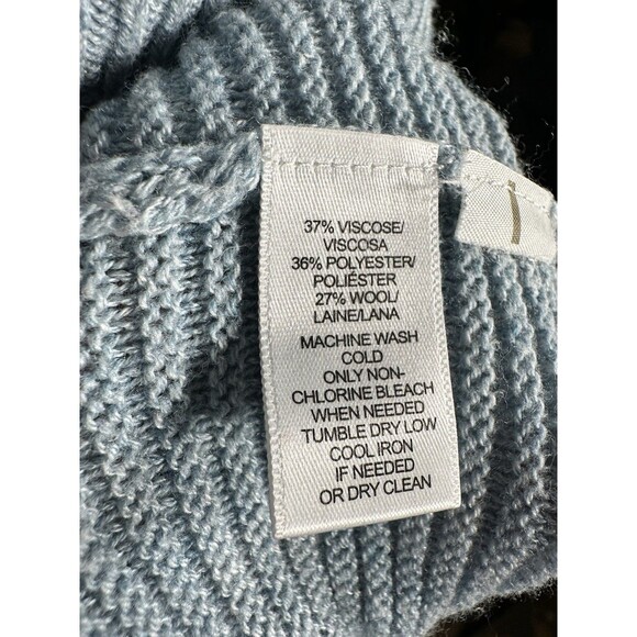 LOFT Light Blue Round Neck Wool Blend Sweater Women's Size Medium - Picture 4 of 8